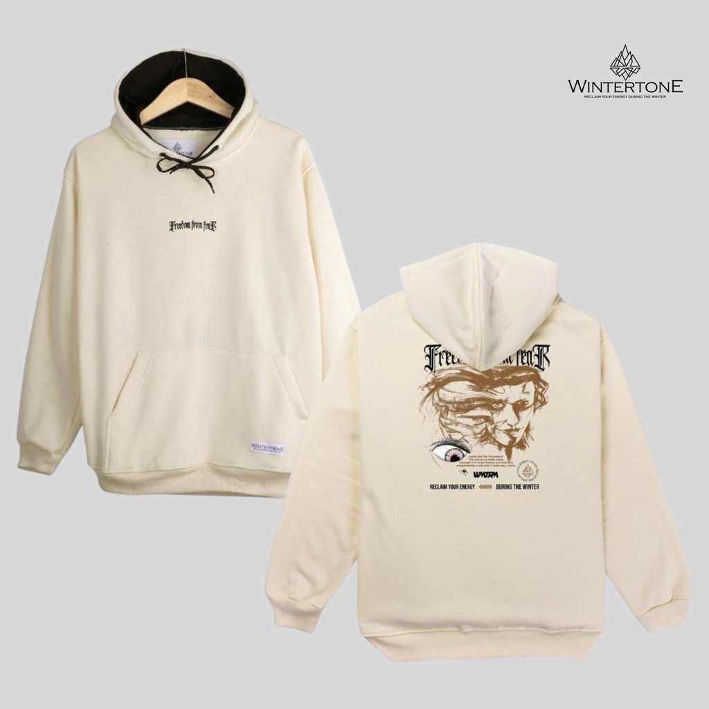 Sweater Pria Hoodie Distro Pullover Cream WINTERTONE Lokal Brand WNTRN Streetwear Series 5 Premium Fleece Cotton Tebal Unisex