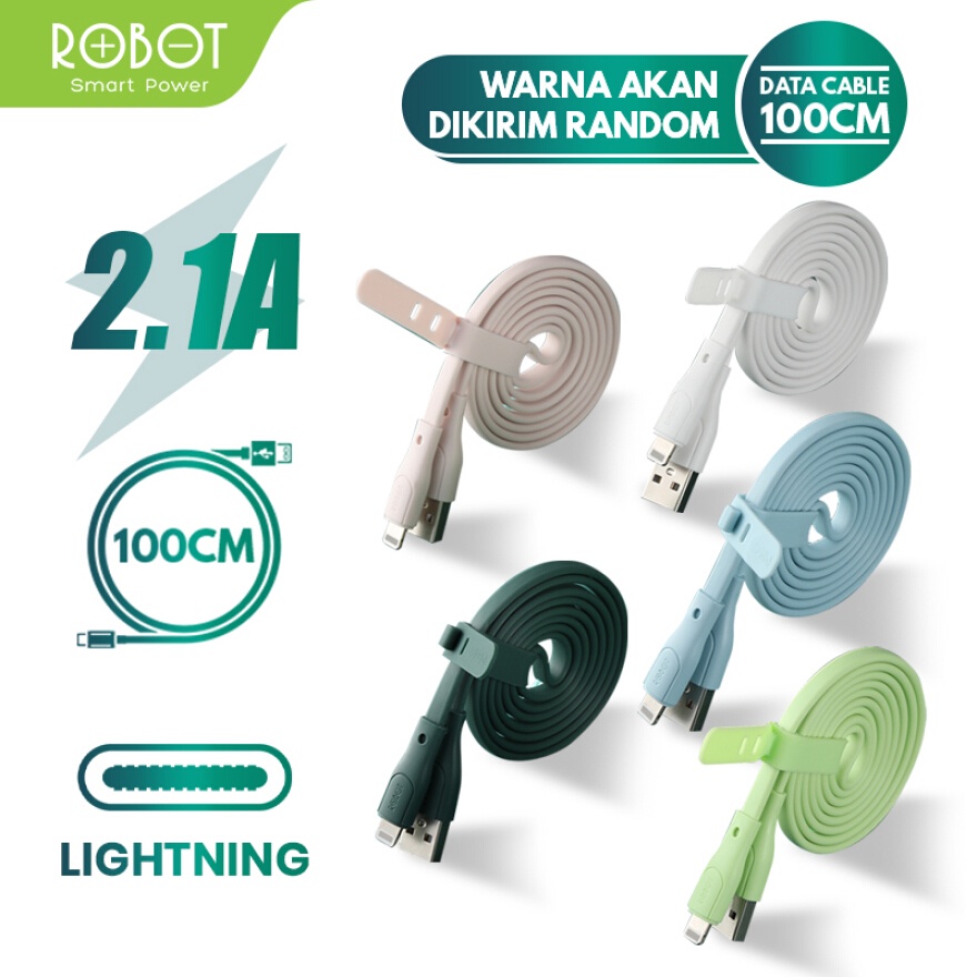 ROBOT RGL100 Cable Kabel Data Charging USB To Lightning Iphone 2.1A 1 Meter  - Garansi Resmi 1 Tahun