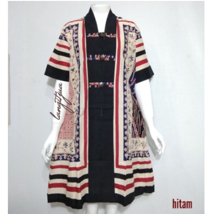 Fauzunurialaris- Dress Salur Inten Lengan Pendek Dress Batik Imlek Busui Friendly