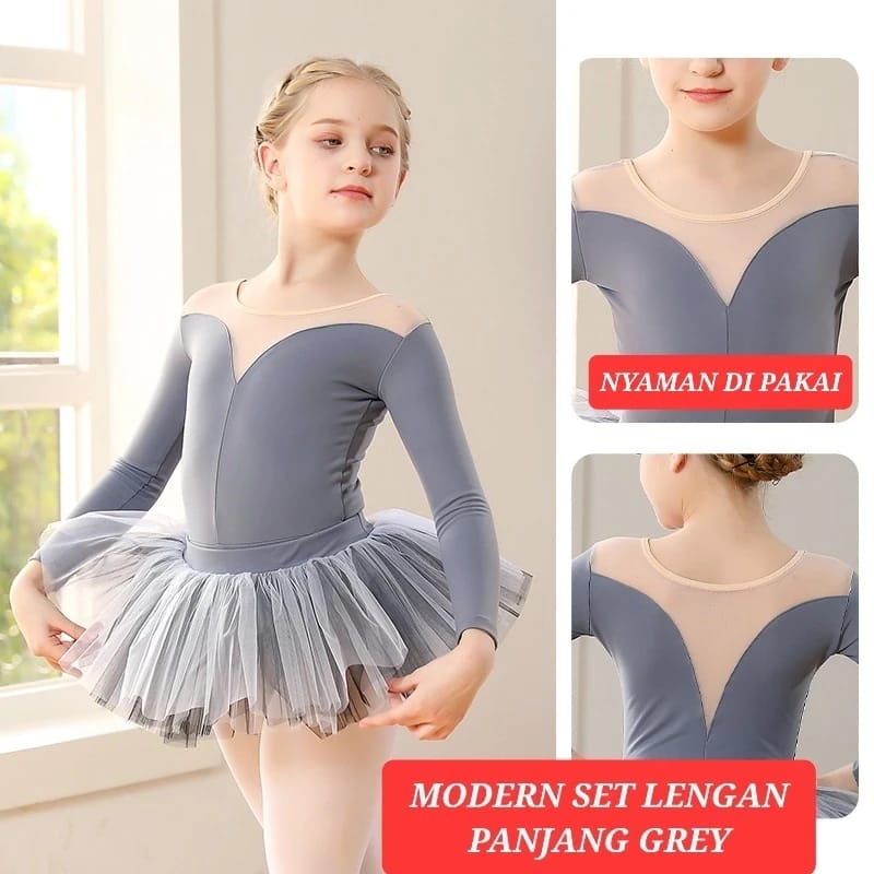 MODERN LEOTARD SET BAJU BALET SENAM GYMNASTIC ICE SKATE ANAK REMAJA IMPORT FASHION