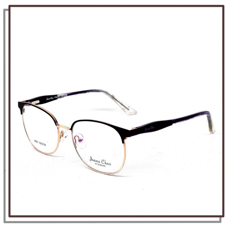 FRAME KACAMATA BULAT JOANA CHOO 8801 Model Clubmaster Black Gold Keren Kualitas Bagus Kuat  Harga MU