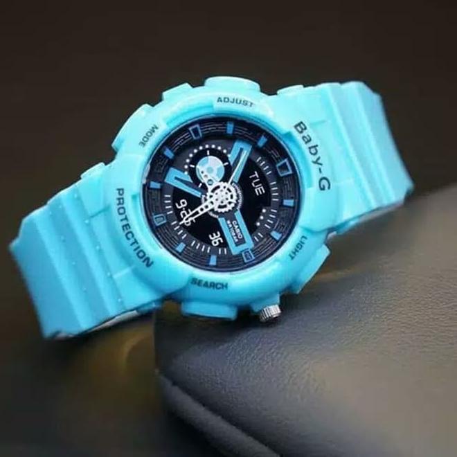 (X-Q1)✪► WBS JAM TANGAN WANITA PRIA FREE BATERAI CASIO G-SHOCK Baby-G BGA-110 SPORT RUBBER COUPLE GK