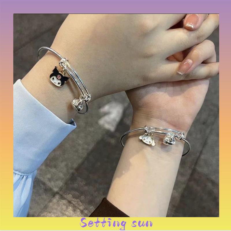 Gelang Kartun Wanita Cinnamoroll Dog Kuromi Sahabat Pasangan yang Dapat Disesuaikan Fashion Korea TN