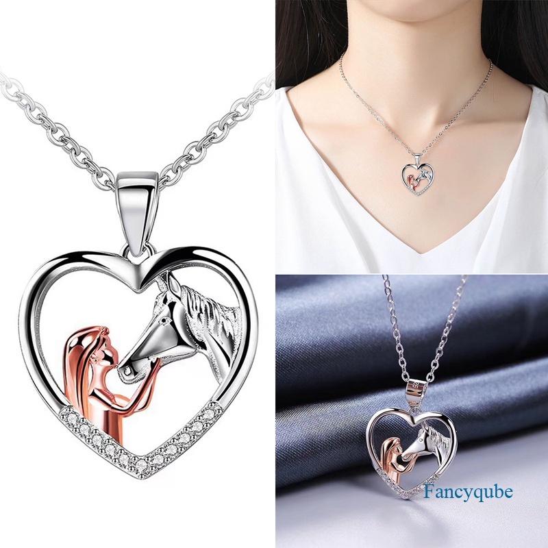 Kalung Liontin Kuda Sterling Silver Gadis Dengan Hadiah Kuda Untuk Wanita Perempuan