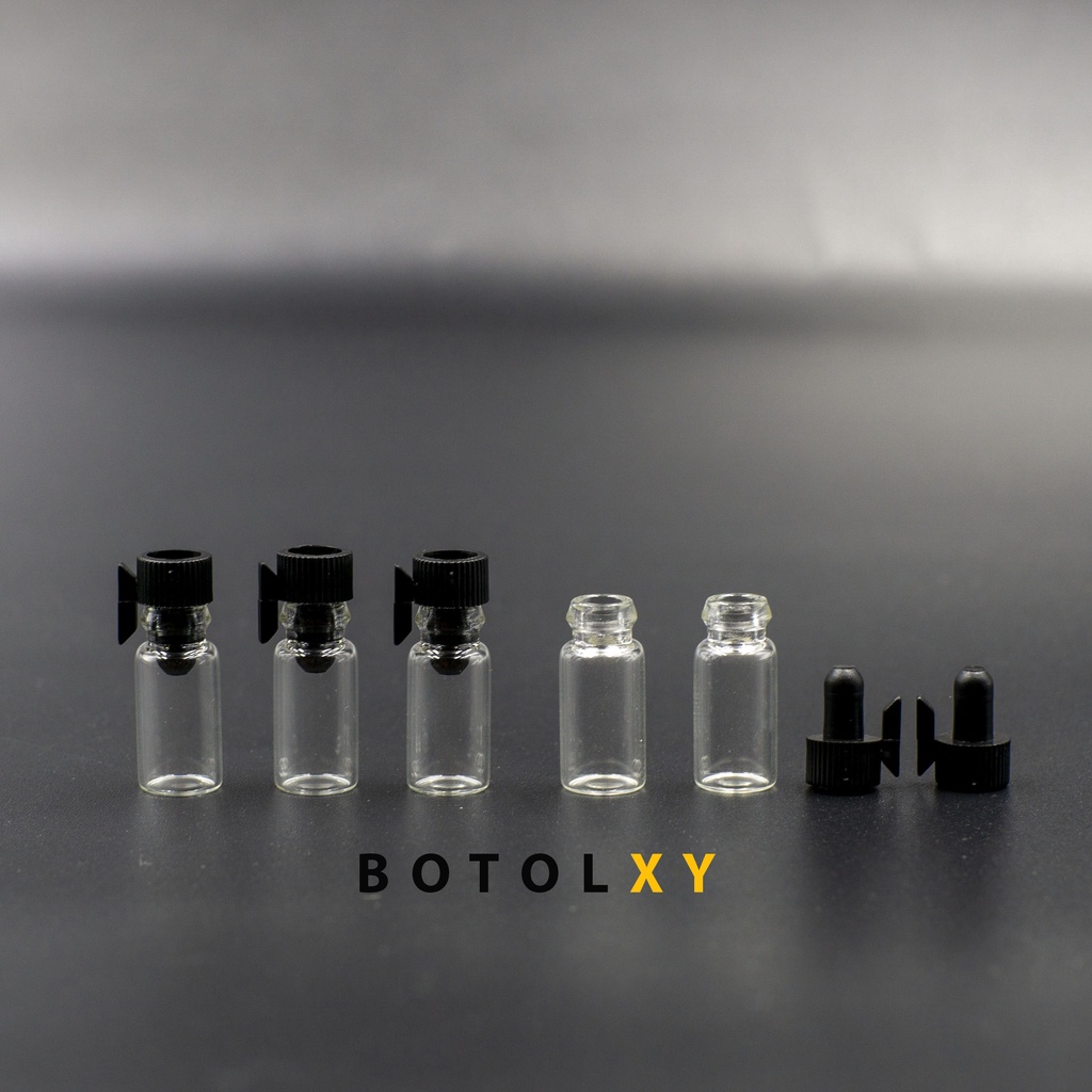 Vial 0,5ml Botol Lidi Tester Sample Parfum Kaca Stik Oles Mini - Hitam