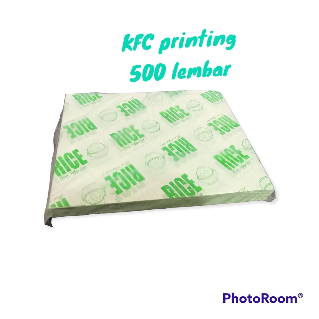 500 LEMBAR kertas KFC printing &quot;RICE&quot; Anti Lengket Food Grade isi 500 lembar