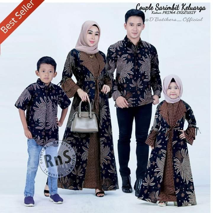 Saroja (991) Couple Batik Gamiss Jessy Coklatan kerah Jas Motif Pari iket