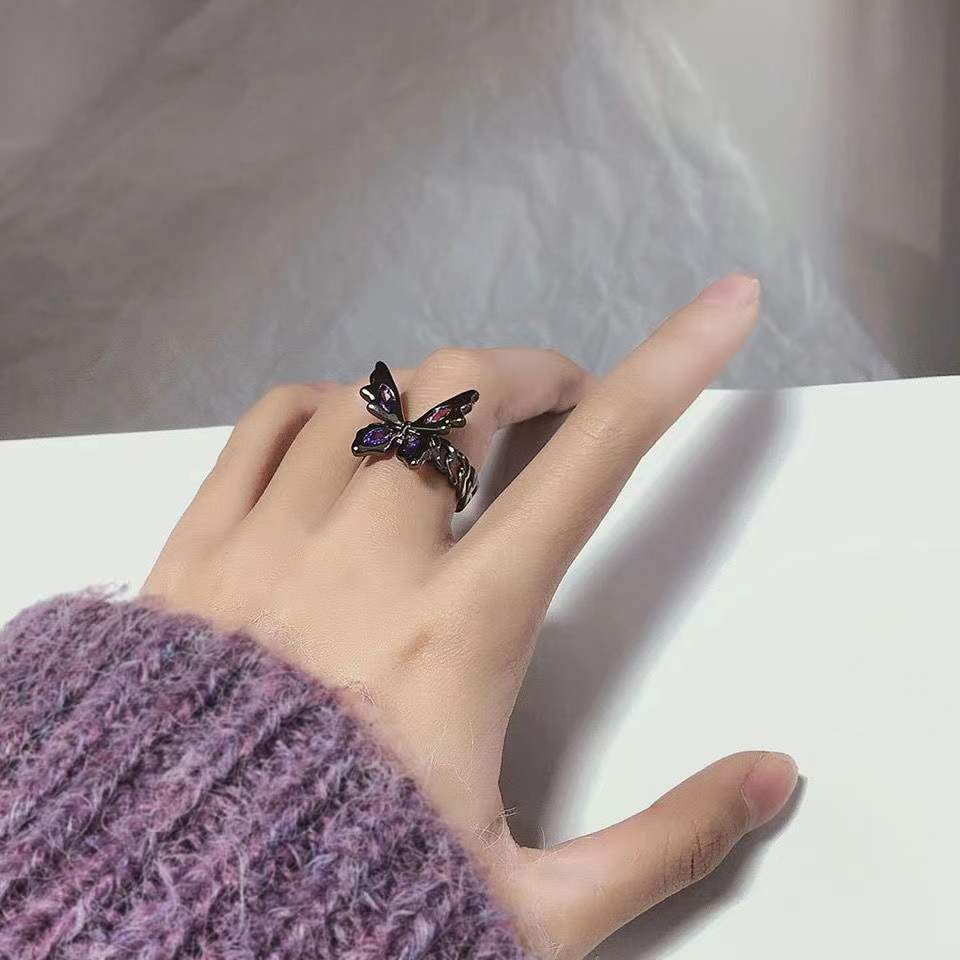 [Butterfly Series] Aksesoris Cincin Pembukaan Kupu-Kupu Harajuku Trend Kepribadian Mode Sederhana