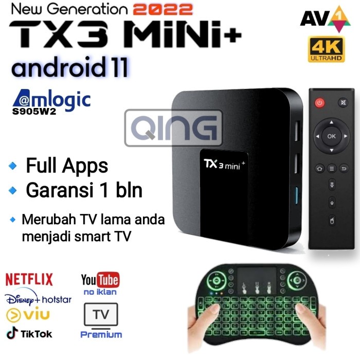 Android tv box TX3 mini plus 2022 ANDROID 11 amlogic S905W2 Full app STOK TERBATAS