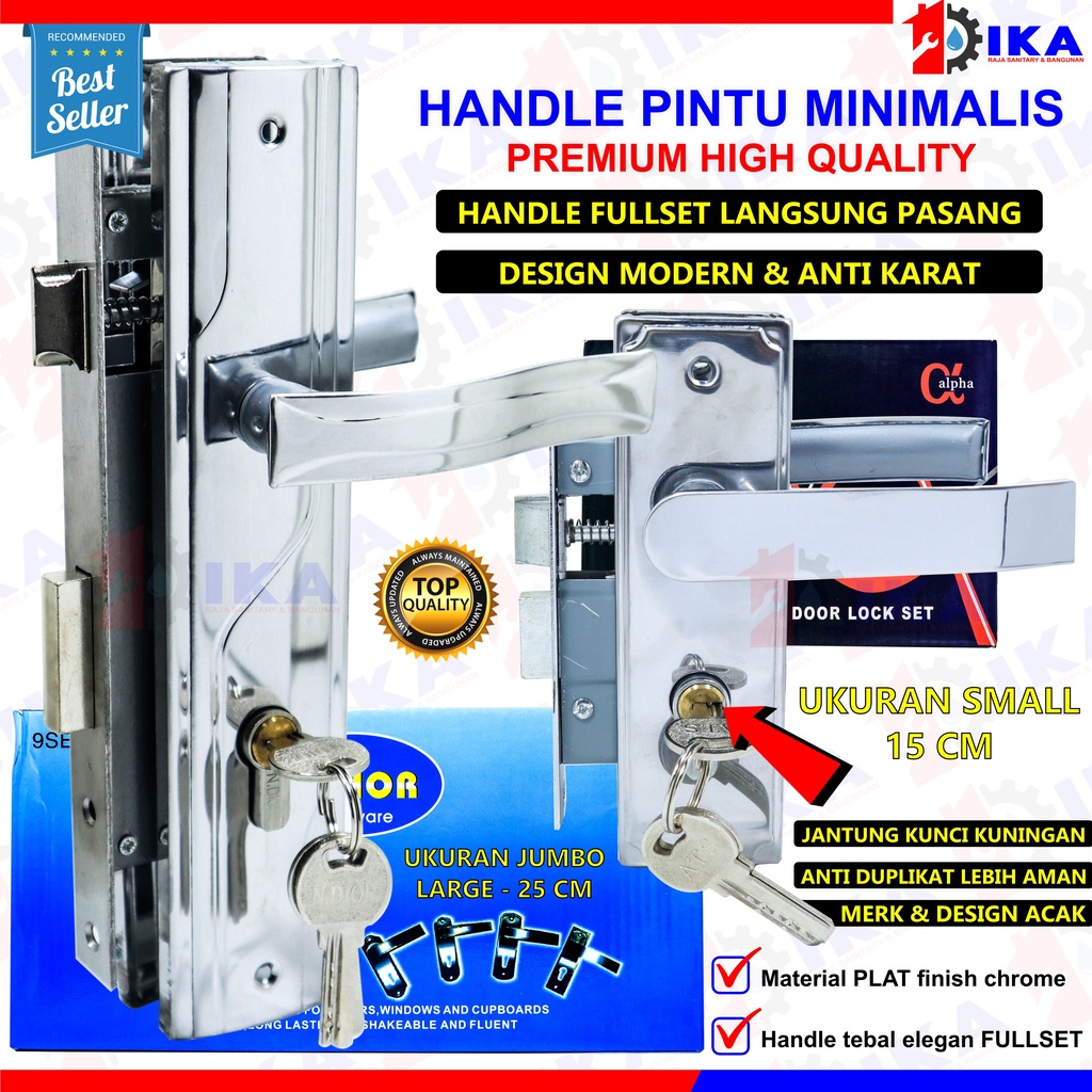 Kunci Pintu kecil Silinder Plat l Gagang Rumah l Handle Full Set I Kunci pintu kamar / Kunci pintu top grande silinder handle pintu komplit / KUNCI PINTU15CM &amp; 25CM SMALL MEDIUM /KOMPLIT SET / (KOMPLIT LGS PASANG) GAGANG PINTU 15 CM SET + KUNCI PIN