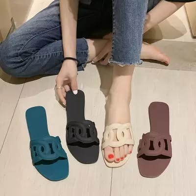 Sandal Sendal Flat Jelly Wanita Fashion Dewasa Bentuk O Sandals