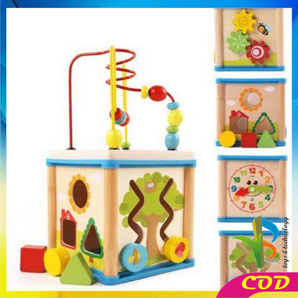 RB-M65 Mainan Edukasi Anak Puzzle Kayu Intelligence / Wisdom Box Busy Box Multifungsi Wooden Toys