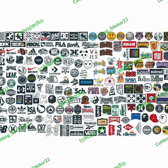 

[1000 pcs] paket Stiker distro brand , harga per paket isi 1000