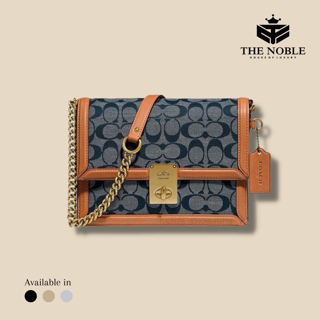 Coach Hutton Shoulder Bag in Signature Canvas Tas Selempang Wanita Tas Bahu Wanita