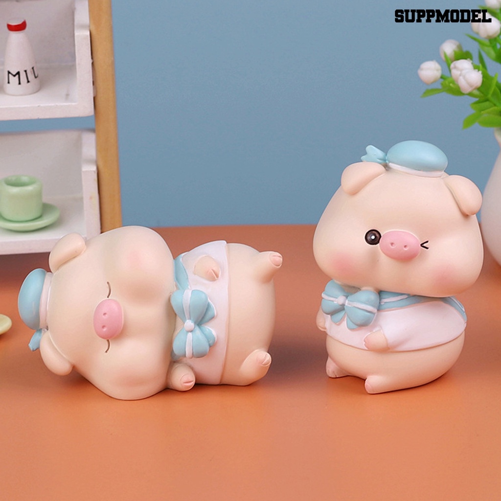 [Dekorasi] Model Hewan Kerajinan Resin Kerajinan Tangan Hadiah Ulang Tahun Dekstop Dekorasi Menggemaskan Miniatur Sailor Suit Pig Untuk Pacar