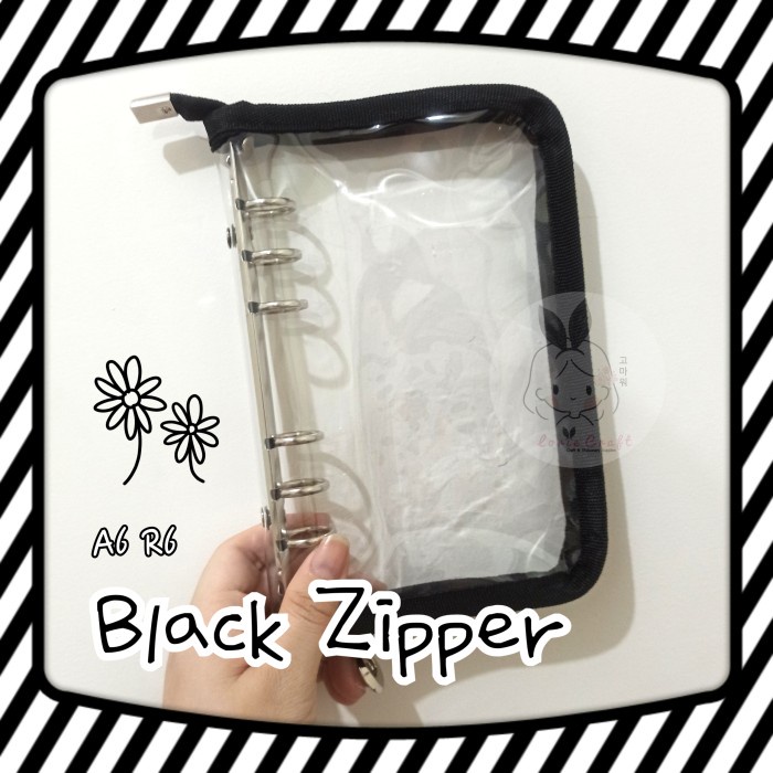 

A6 BINDER ZIPPER MIKA PVC BENING / CLEAR A6 RING 6 BESI SILVER