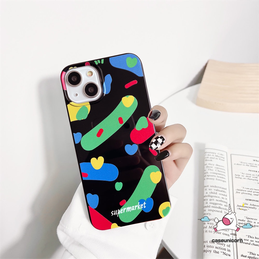 Ins Colorful Art Pigmen Cinta Hati Cover Kompatibel Untuk IPhone 7Plus 8Plus 11 14 13 12 Pro Max XR 7 8 14 Plus X XS Max SE 2020full Pelindung Glossy Halus Lembut Tpu Phone Case