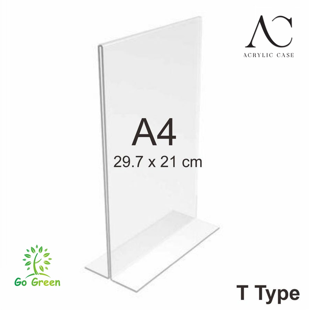 

Acrylic Tent Card Holder A4 / Tempat Brosur Meja Akrilik A4 T Type / A4 T Type 2 Sisi