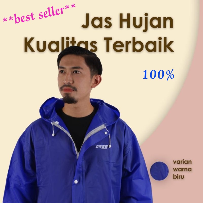 JAS HUJAN PRIA WANITA MEREK ARES ORIGINAL RAINCOAT TEBAL LENTUR MANTEL HUJAN
