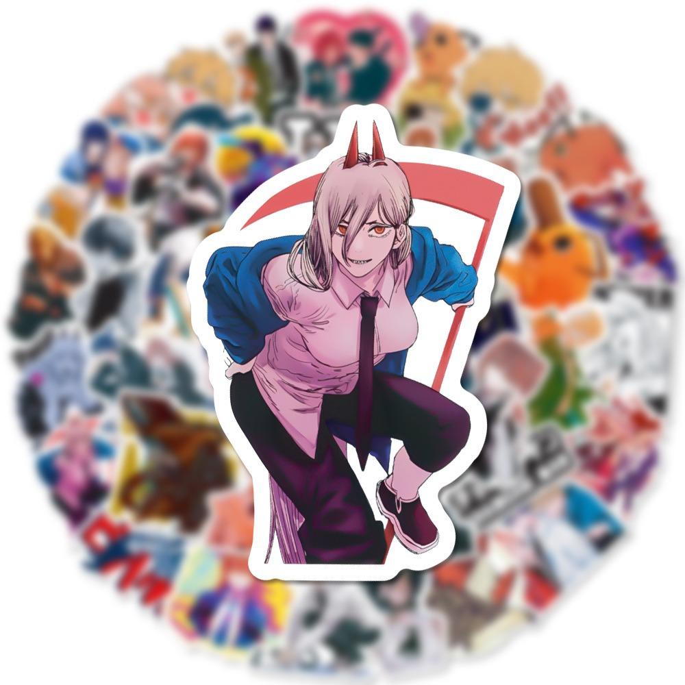 【 ELEGANT 】 Anime Chainsaw Man Stiker Graffiti Campur Scrapbook Koper Diary Stiker Handphone DIY Stiker Hias