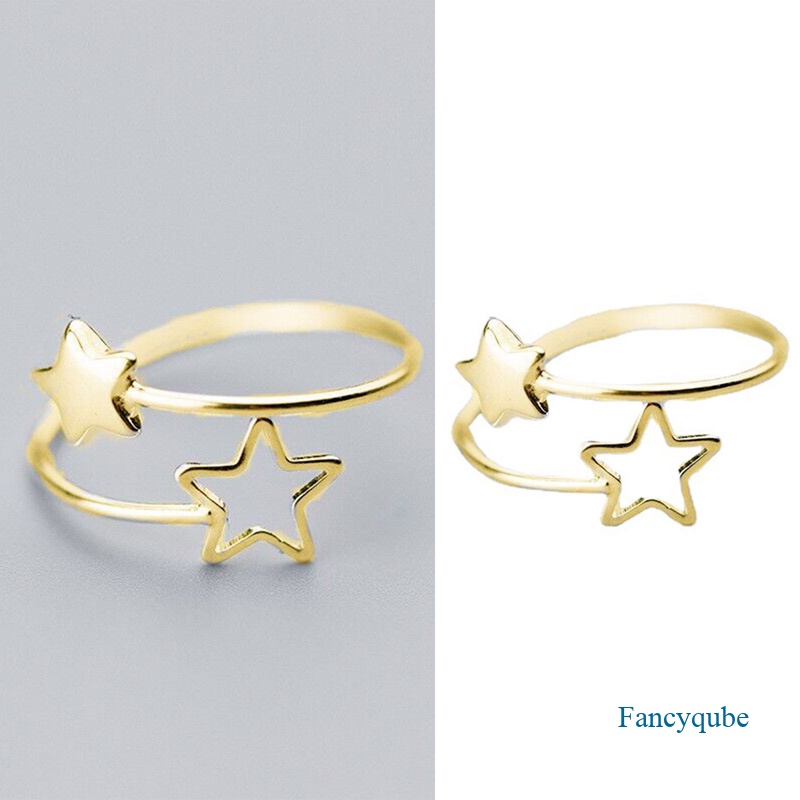 Fancyqube Cincin925 Sterling Silver Bintang Dapat Disesuaikan Untuk Fashion Wanita Pesta Perhiasan Minimalis