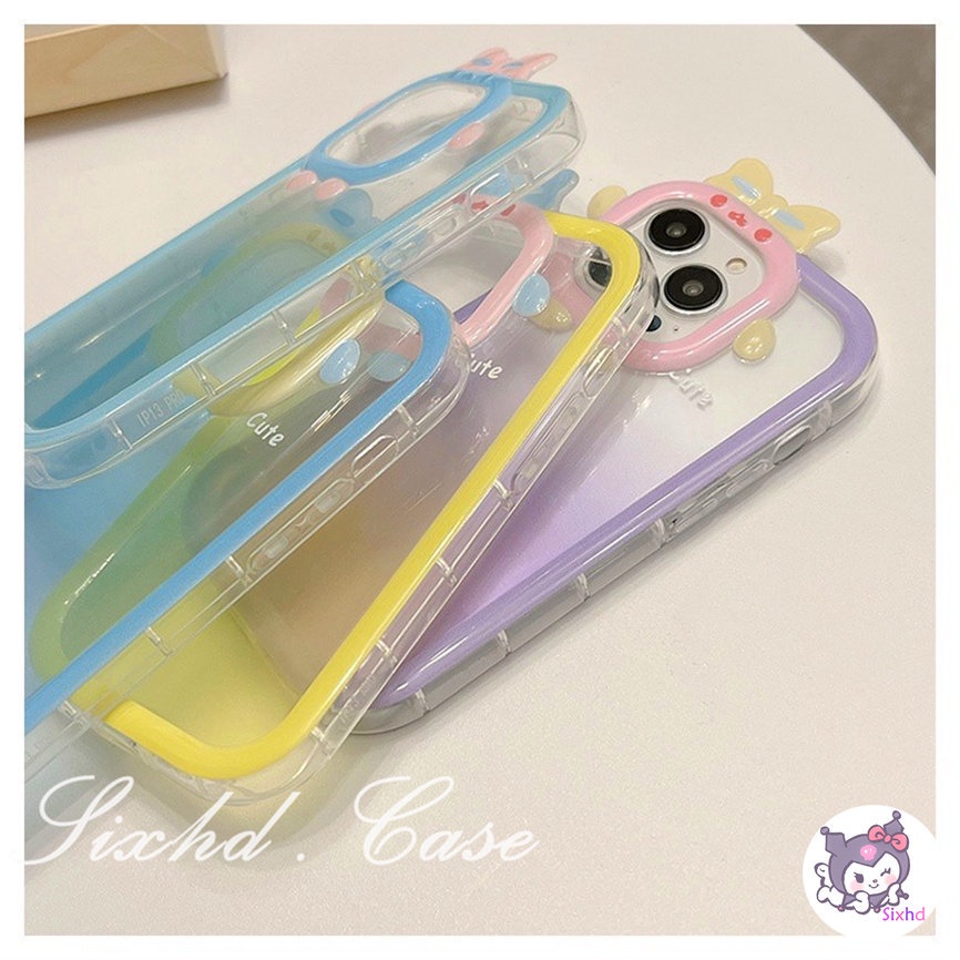 OPPO A78 A17 A17K A57 A77s A76 A96 A16 A16K A15 A74 A54 A53 A33 A32 A31 A5 A9 A5s A3s Reno 8Z 7Z 6 5 A95 A94 A93 A92 A77 A52 A16e A12e F11 3D Small Monster Phone Casing Gradient Color Camera Protector Phone Soft CoverSamsung A04 A04s