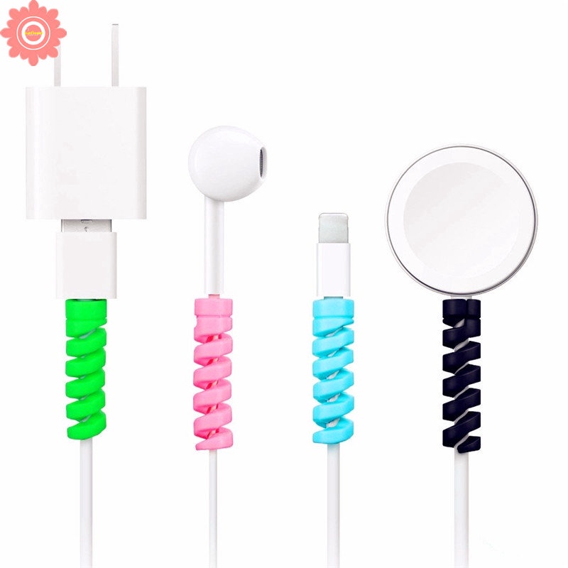 1pc Kabel Data Bahan Silikon Spiral Untuk IPhone Android