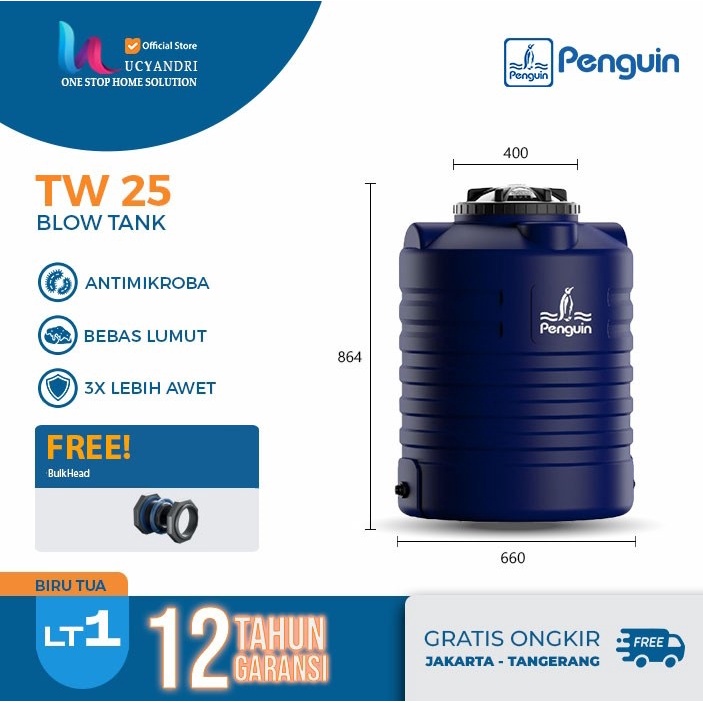 Tangki Air PENGUIN TW 25 Vol. 250 L Gelombang Tandon Toren Air Free Ongkir