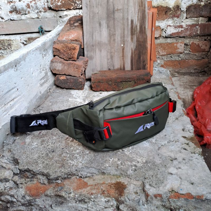 Tas Selempang Pinggang Pria AREI Xtrail Waterproof WaistBag Pria Anti Air Anti Sobek Premium Webing Bordir Murah