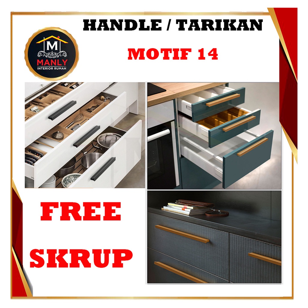 Handle Gagang Tarikan Laci Dapur Furniture Lemari Rose Gold &amp; Hitam Motif 14 / Handel Tarikan Laci