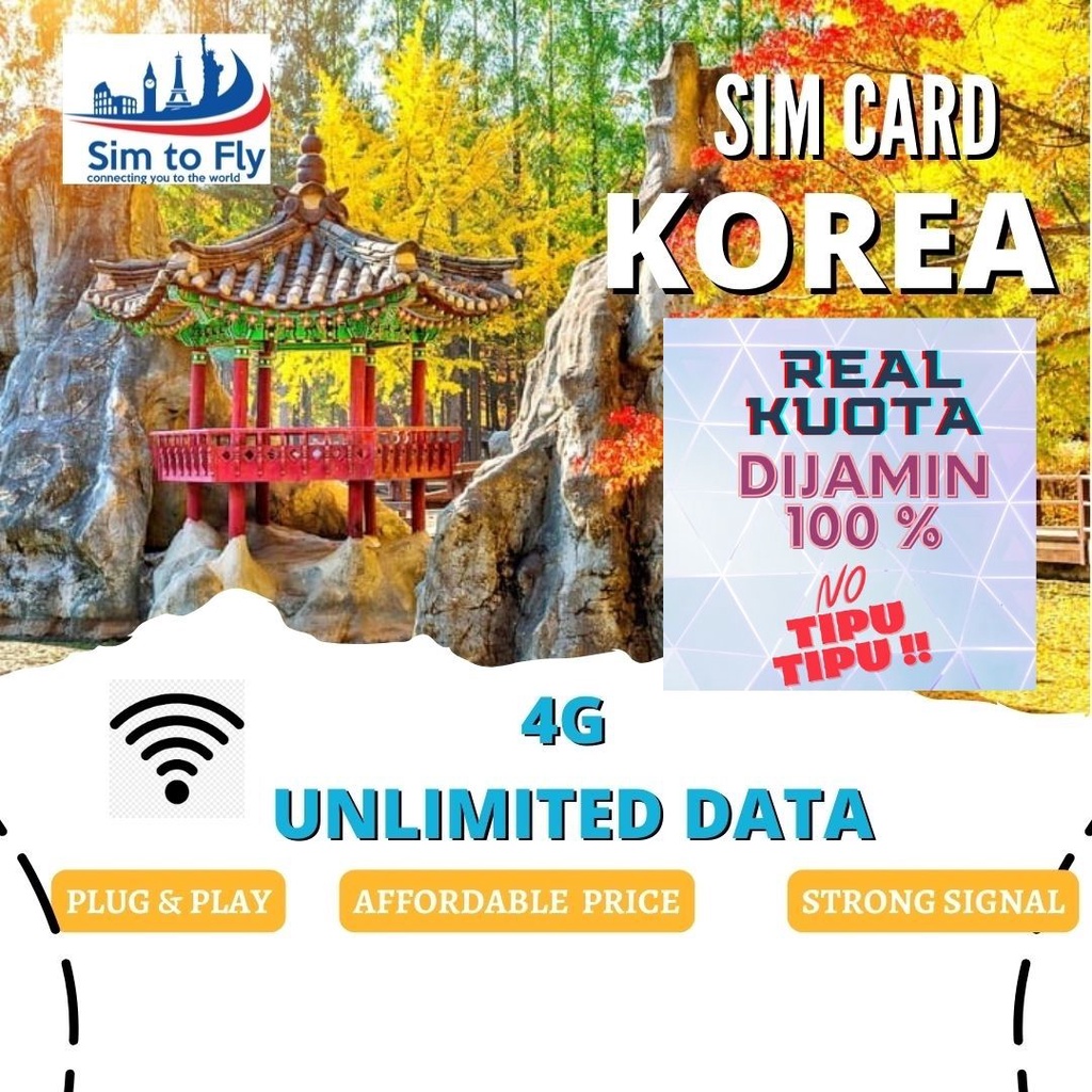 Sim card Korea terbaik 4G Unlimited Data ( Simcard Korea )