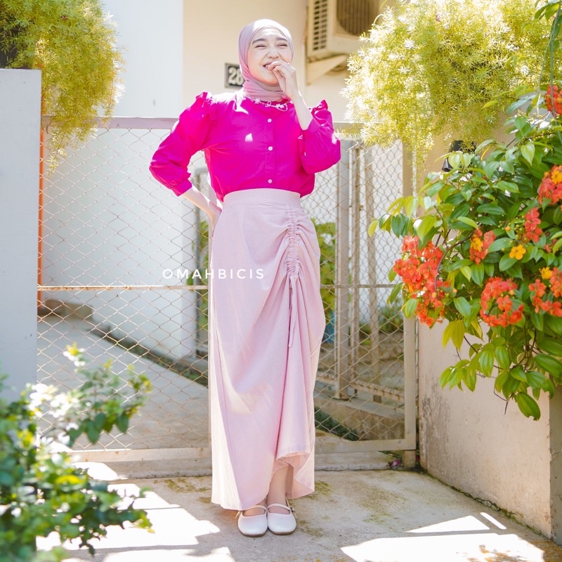 Haura skirt - korean skirt / Rok serut Linen import