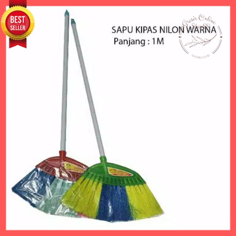 GOS -Z114- Sapu Nilon Kenur - Sapu Lantai Nilon Gagang Kayu