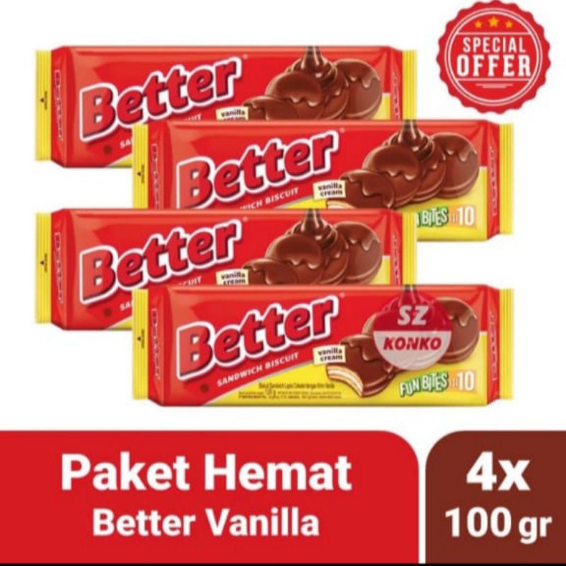 

Paket Hemat 4x Better biskuit vanilla cream 100 g