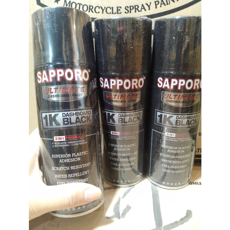 cat spray pilok pilox cat semprot sapporo ultimate saporo ultimate k36 1K dashboard black dashbor hitam black 400ml cat bodi kasar motor mobil