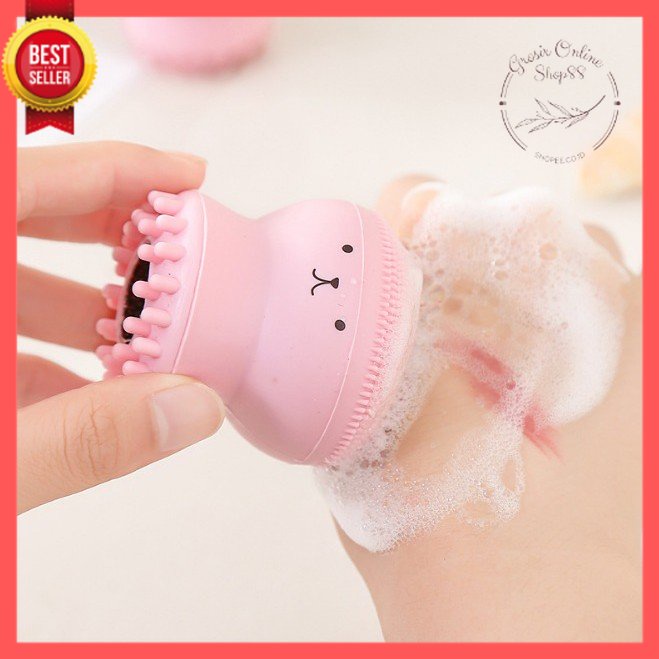 GOS -H303- Spon Wajah Bentuk Gurita - Alat Pembersih Wajah Silikon - Foamer Facial Cleanser Gurita