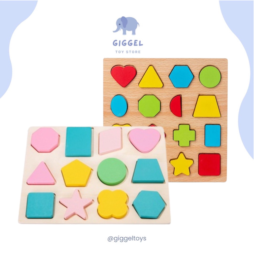 [ Giggel ]  Shape Chunky Puzzle / Puzzle Shape Board / Mainan edukasi anak / Mainan Kayu Bentuk / Shape Puzzle / Mainan Kayu edukasi