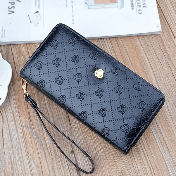 DOMPET PANJANG WANITA IMPORT 2 RESLETING KULIT HITAM JAELINA WA625B5 MUAT HP BRANDED PREMIUM TALI PENDEK REMAJA KEKINIAN KARTU UANG KOIN KOREA FASHION BATAM CASUAL SIMPLE