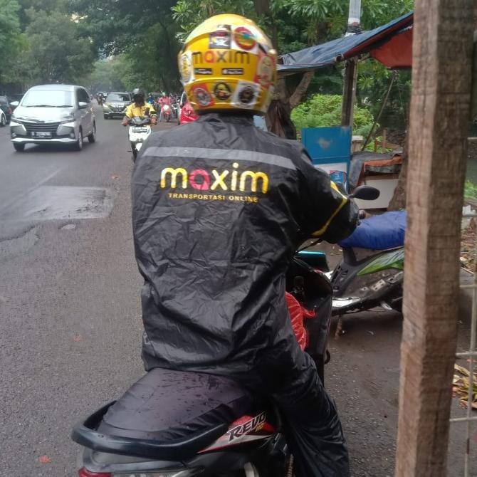 Jas Hujan Stelan Celana Maxim Hitam Jas Hujan Driver Ojol Maxim Murah