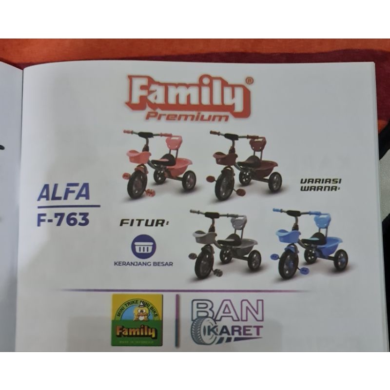 Sepeda R3 Roda 3 Stroller Anak Family Premium Alfa F-763 F 763