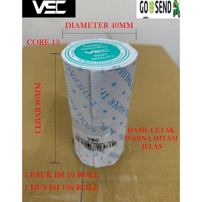 

KERTAS STRUK KASIR 80X40MM THERMAL PRINTER LEBAR 80MM PORTABLE 10ROLL