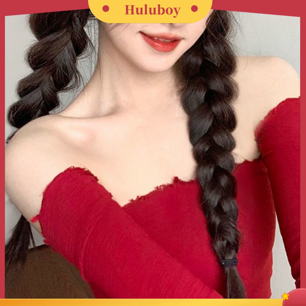 1 Pasang Rambut Palsu Ponytail Ganda Bahan Sutra Suhu Tinggi Untuk Wanita