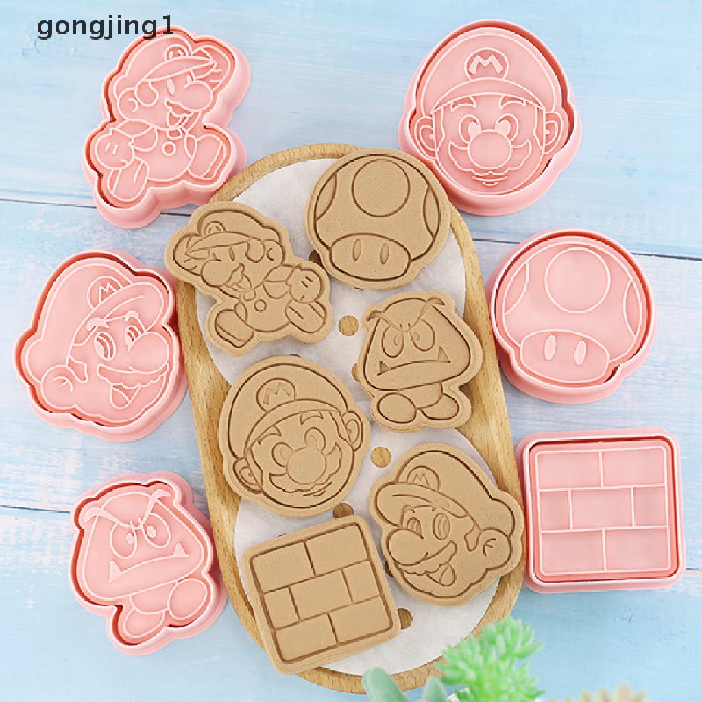 Ggg 6 Pcs/Set Super Mario Cetakan Kue Kering Anime Action Figure Cookie Fondant 3D Press Cetakan Alat Baking Pesta Halloween DIY Hadiah Ulang Tahun ID