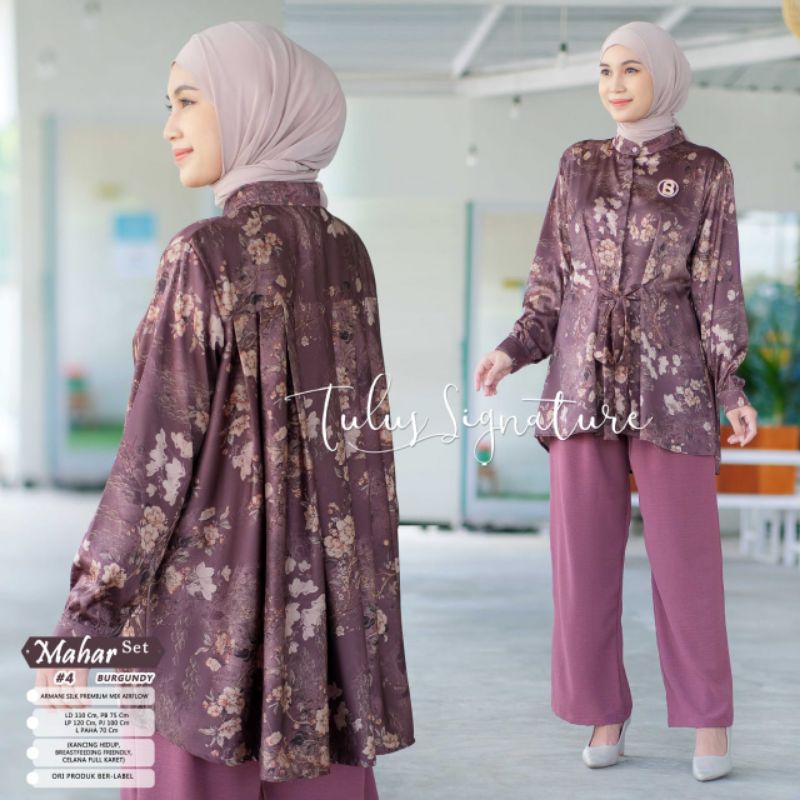 MAHAR SET #4 BY TULUS SIGNATURE / ONESET MOTIF MUSLIMAH / Setelan celana LD110