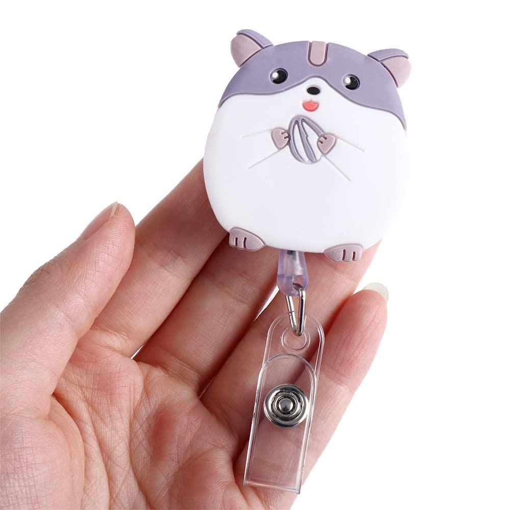 Nickolas1 Retractable Badge Reel Siswa Kantor Dada Kartu Kunci Lanyard Kartu Kerja Klip Beruang Nama Card Holder