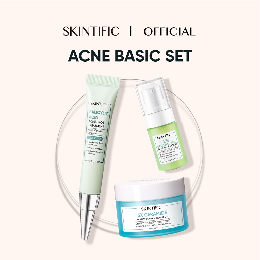 【BPOM】SKINTIFIC 10% Niacinamide Serum /  Moisture Gel /SKINTIFIC 2% Salicylic Acid BHA Acne Spot treatment