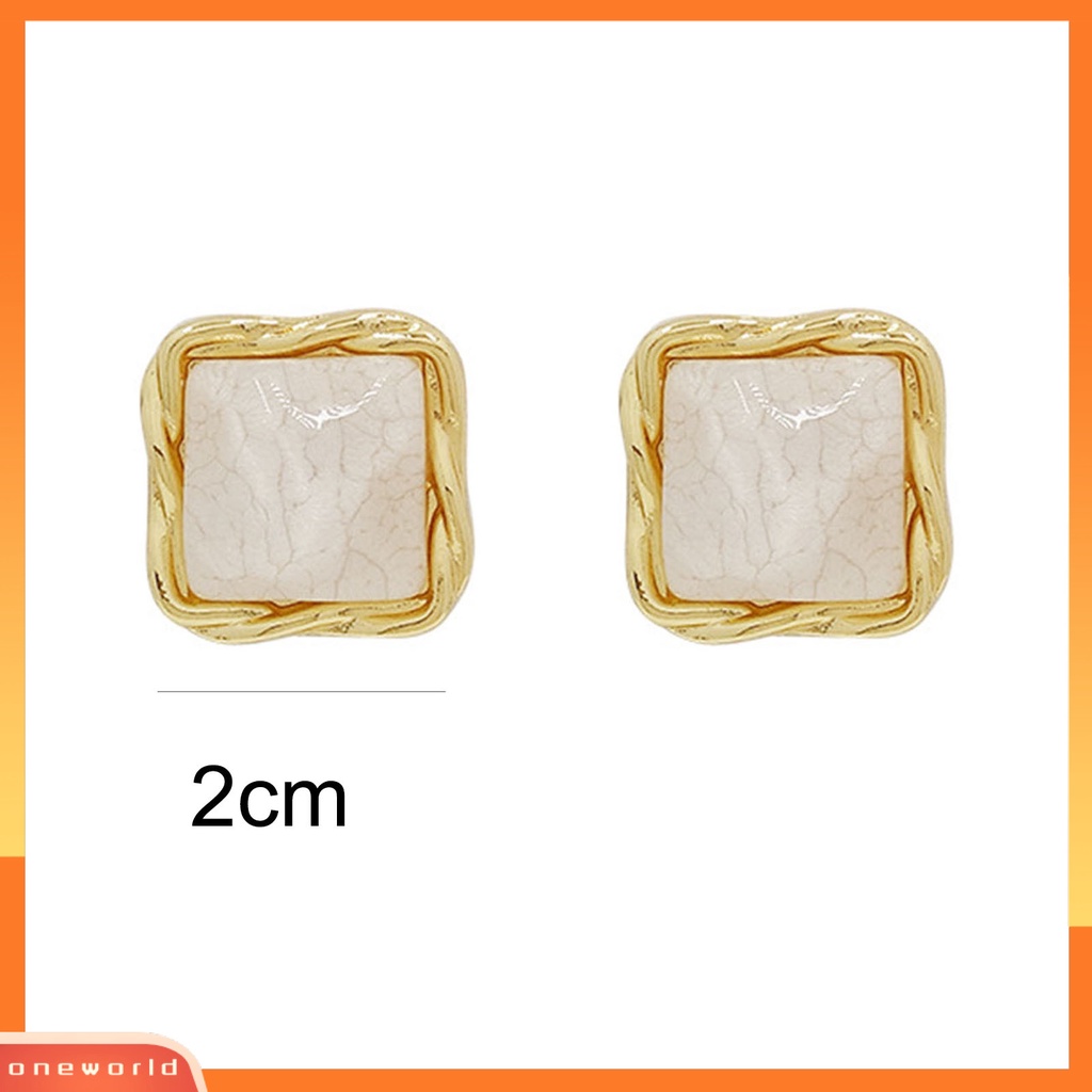 [WONE] 1pasang Ear Studs Square Anggun Temperamen Alloy Wanita Elegan Anting Stud Untuk Perjamuan