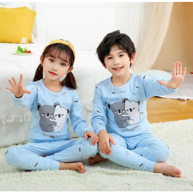 Baju tidur anak laki laki / piyama anak import / stelan panjang piyama anak pria 3 - 9 Tahun