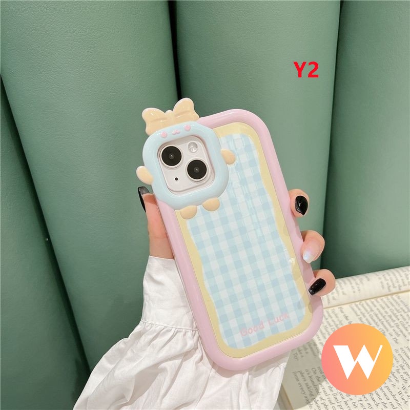 Soft Case Tpu Motif Kotak-Kotak 3D Untuk iPhone 11 13 12 14 Pro Max 7Plus X 7 6s 6 8 14 Plus XR XS Max SE 2020