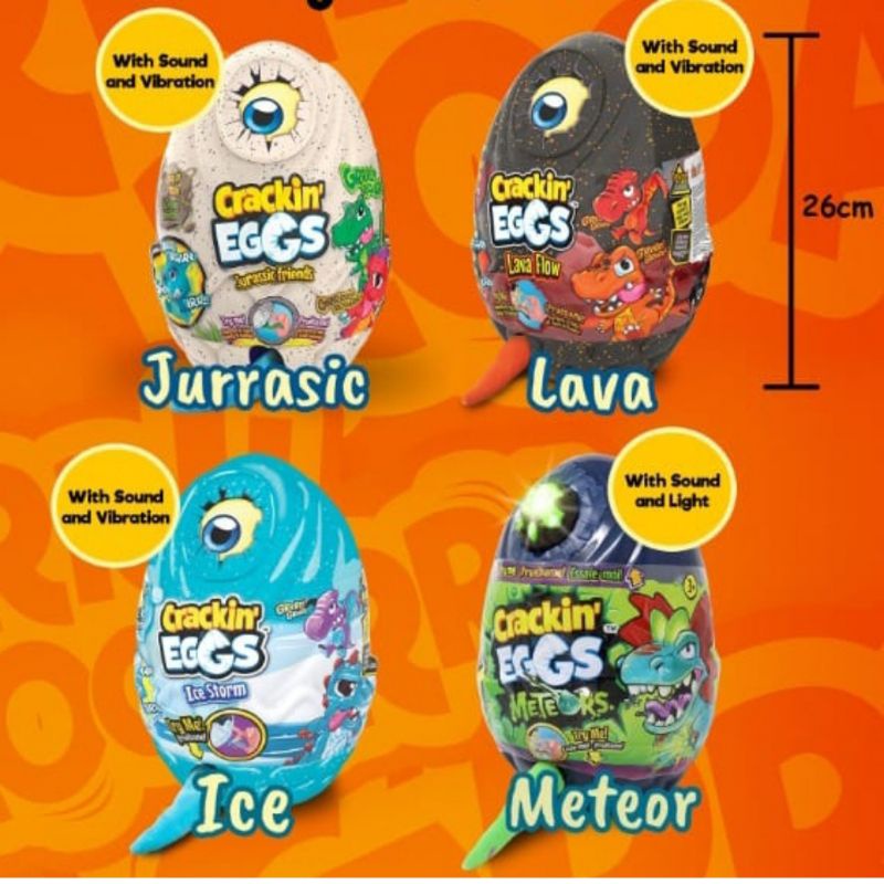 Boneka Plush Dino Crackin Egg Jurassic Lava Ice Meteor Suara dan Getar